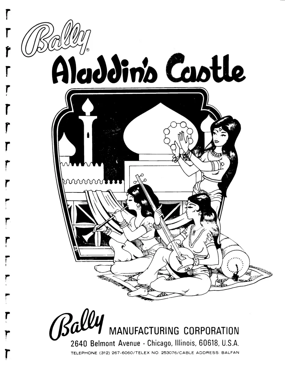arcade aladdin castle by manufacturing corporation installation game operation manual|bally|p...webp