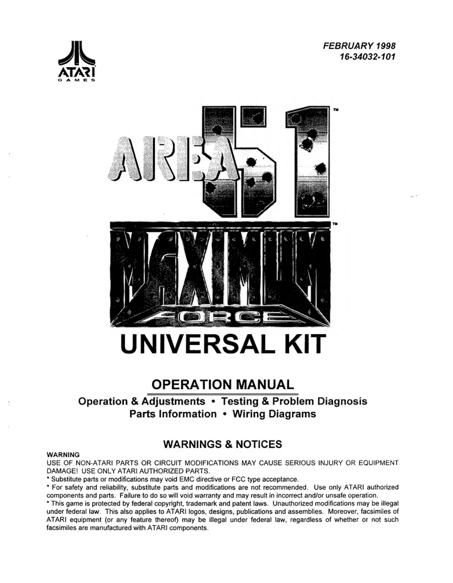 area 51 maximum force duo universal conversion kit instructions|atari|games|.webp
