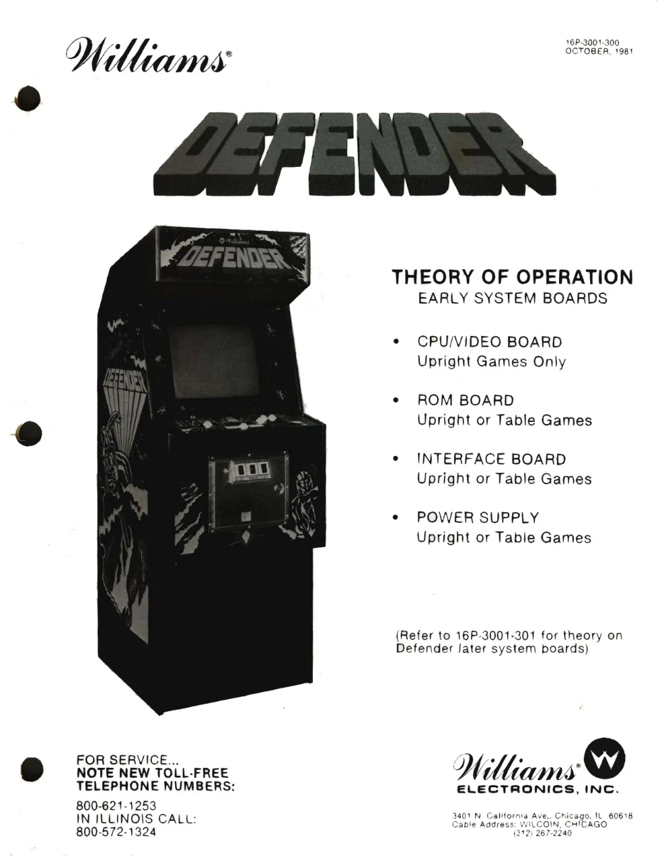 defender theory early pcbs oct 1981 manual|williams|games|.webp