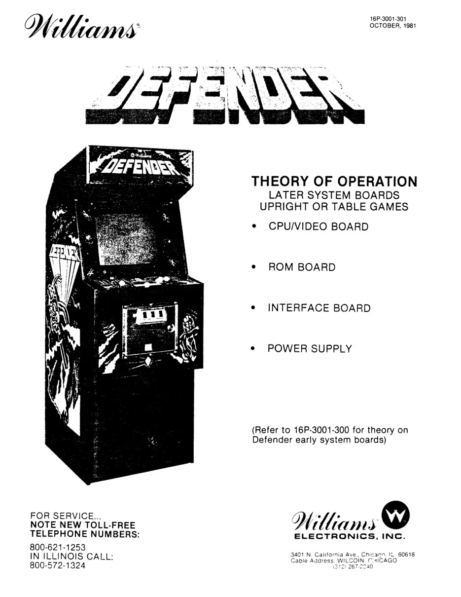 defender theory later pcbs oct 1981 manual|williams|games|.webp