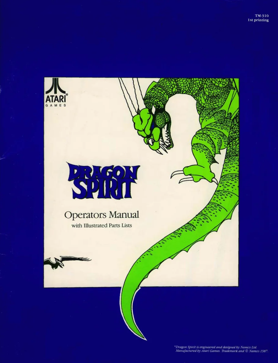 dragon spirit tm-310 manual|namco|games|1st printing.webp