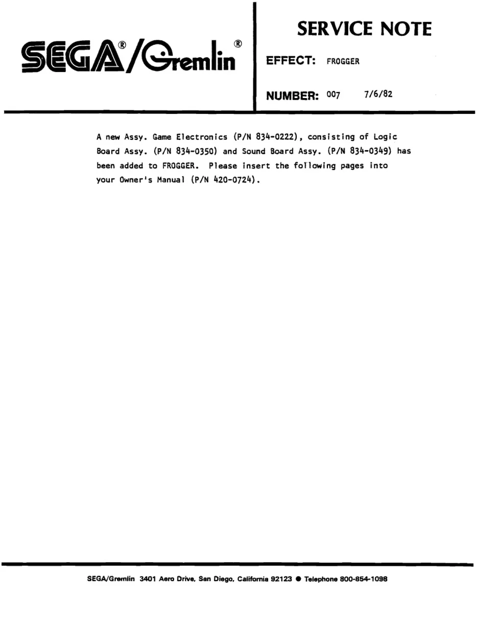 frogger 07 service manual|konami|games|.webp