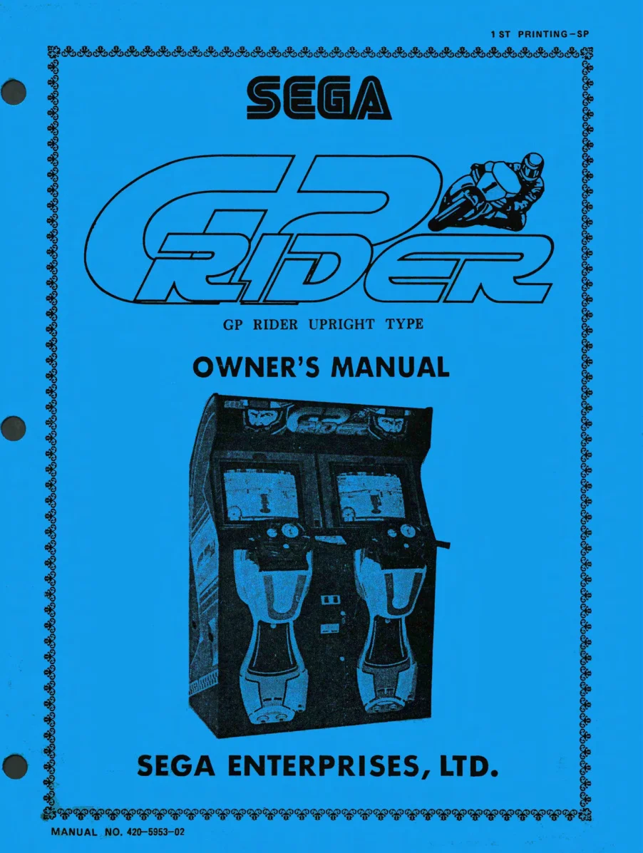 gp rider upright sp owner's manual|sega|cabinets|1st printing.webp