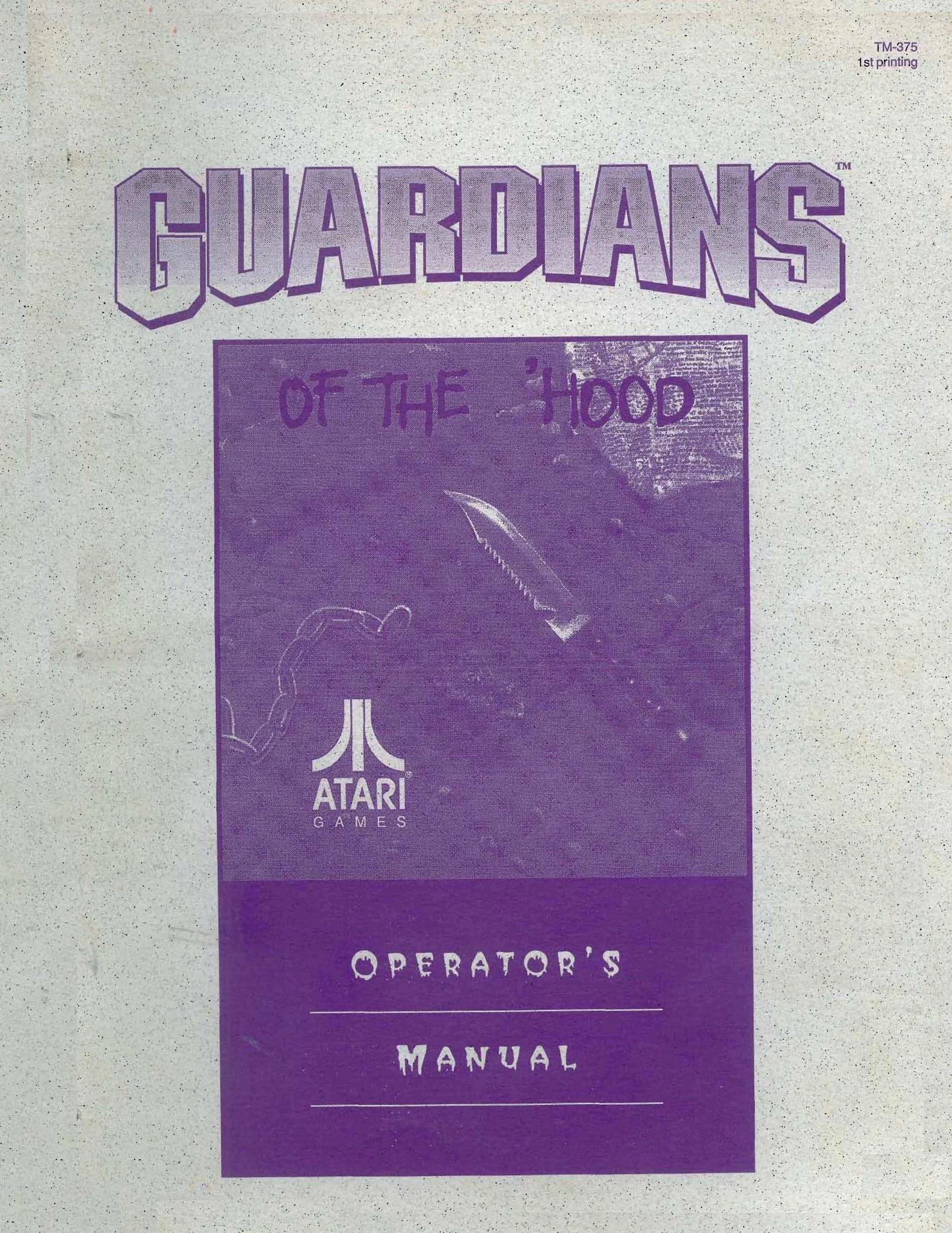 guardians of the hood tm-375 manual|atari|games|1st printing.webp