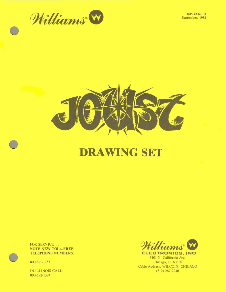 joust drawing set sept 1982 manual|williams|schematics-and-wiring|.webp