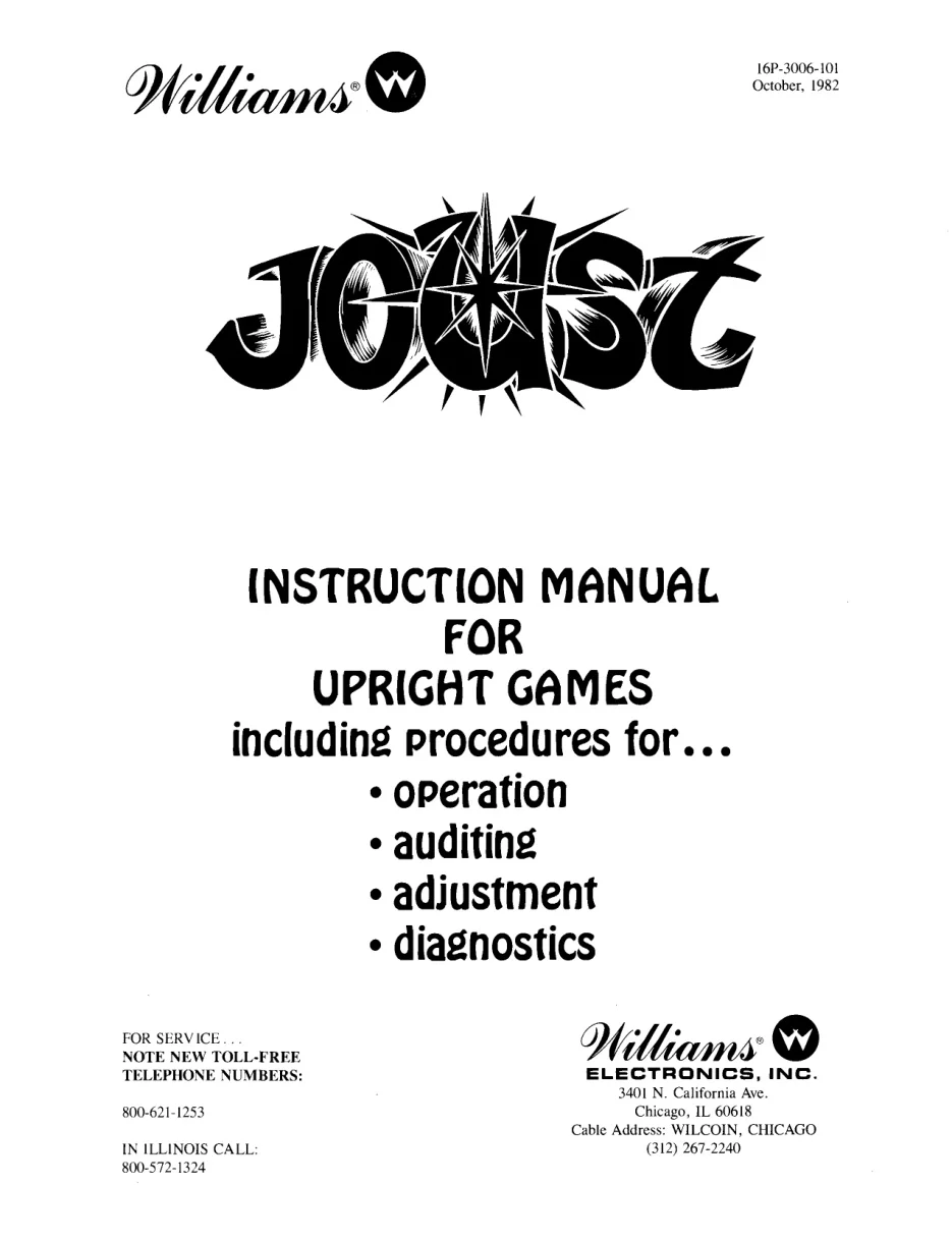 joust oct 1982 instruction manual|williams|games|.webp