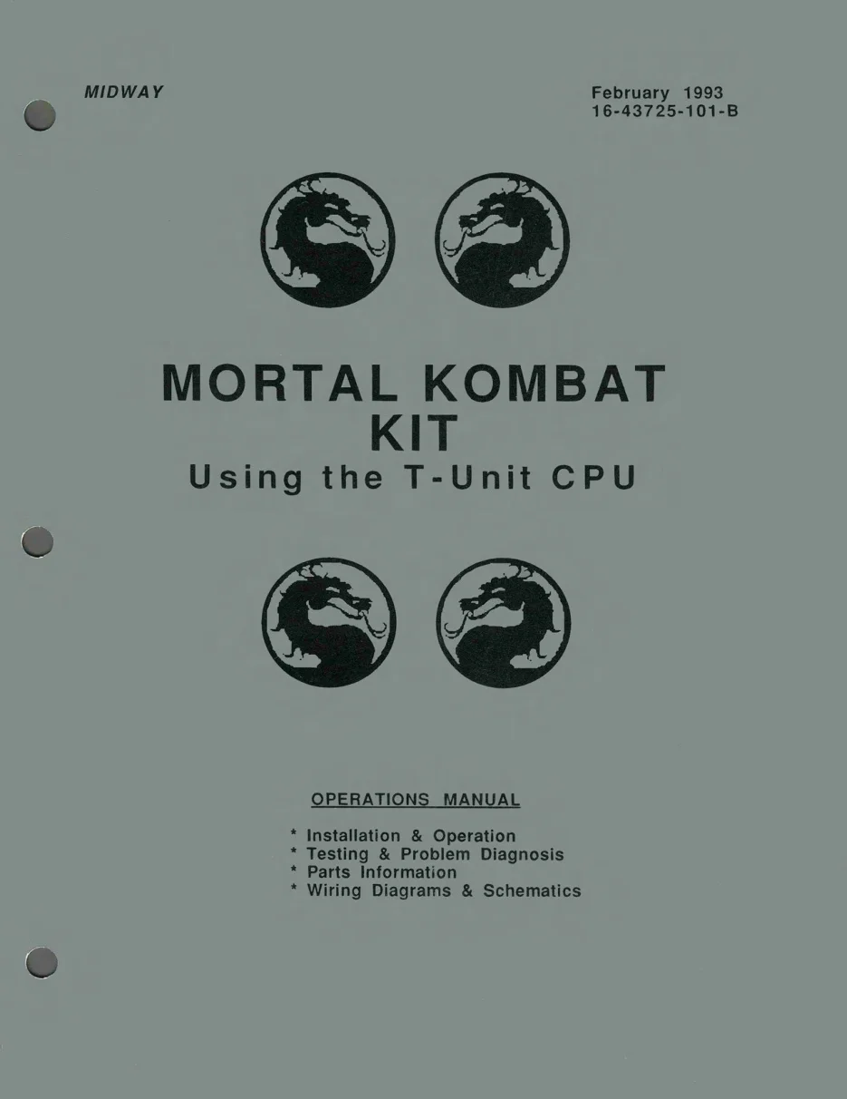 mortal kombat 1 t-unit cpu conversion kit instructions|bally-midway|games|.webp