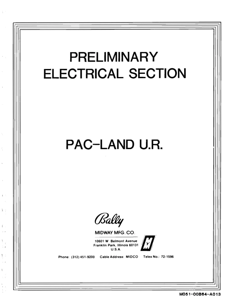 pac-land preliminary electrical section manual|namco|schematics-and-wiring|.webp