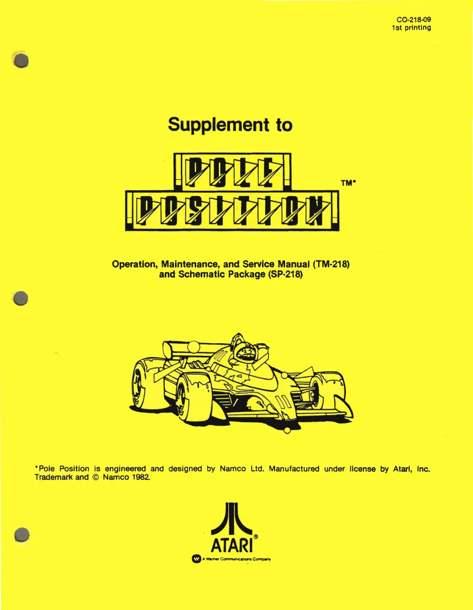 pole position co-218-09 manual|namco|games|1st printing.webp