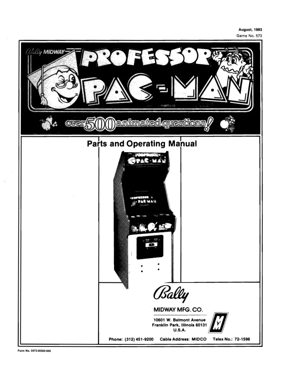 professor pac-man operation manual|namco|games|.webp