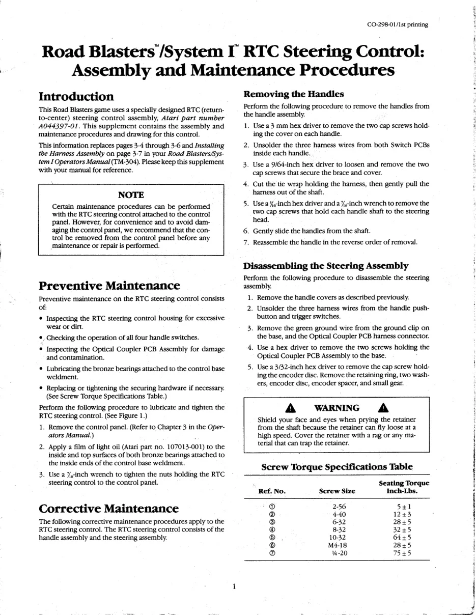 road blasters co-298-01 steering manual|atari|games|1st printing.webp