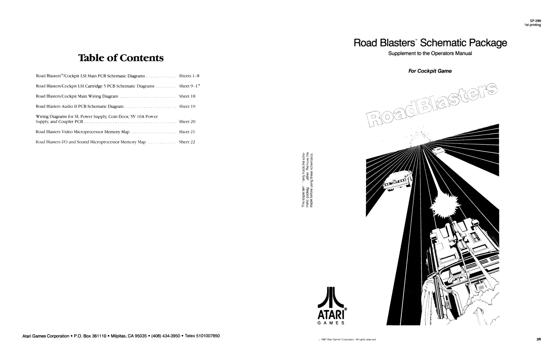 road blasters cockpit sp-299 manual|atari|games|1st printing.webp