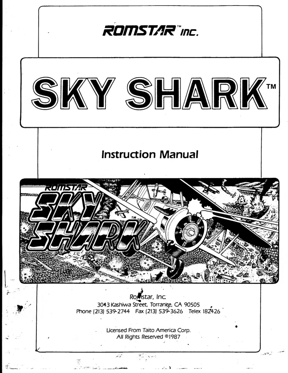 sky shark instruction manual|toaplan|games|.webp