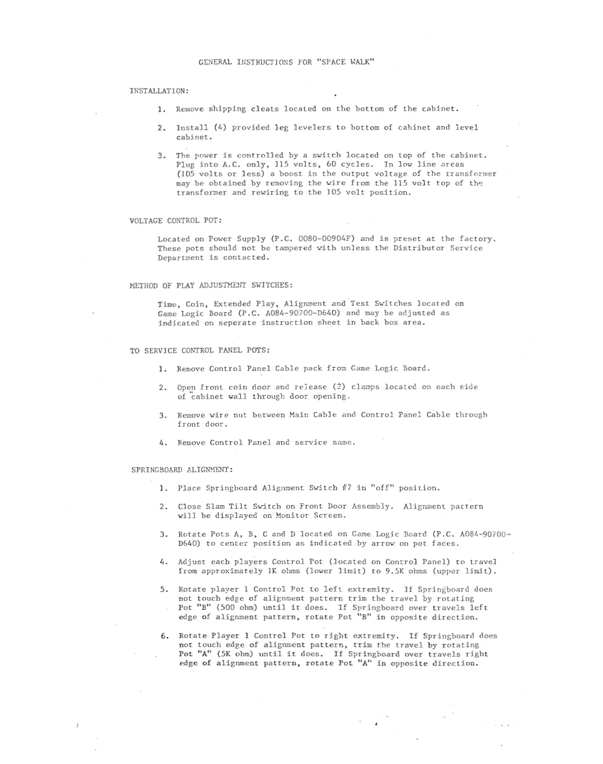 space walk general instruction manual|bally-midway|games|.webp