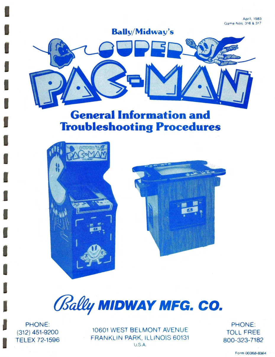 super pac-man general information troubleshooting procedures manual|namco|games|.webp