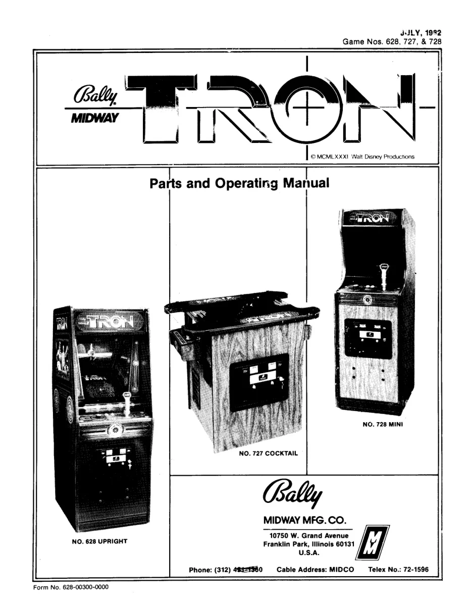 tron operation manual|bally-midway|games|.webp