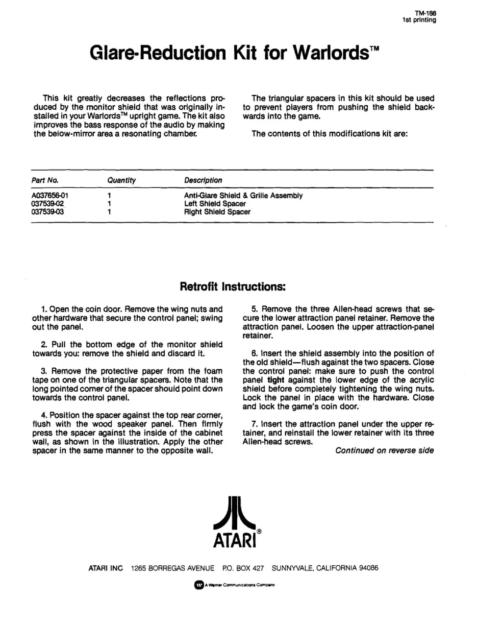 warlords tm-186 glare reduction conversion kit instructions|atari|games|1st printing.webp
