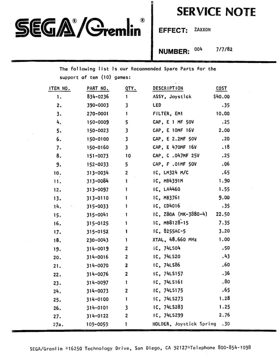 zaxxon note 004 service manual|sega|games|.webp