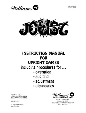 joust oct 1982 instruction manual|williams|games|.webp